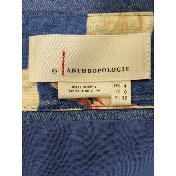 Anthropologie Camellia Collared Dress Sleeveless Floral Fit Flare Blue US Size 0 - Picture 5 of 9